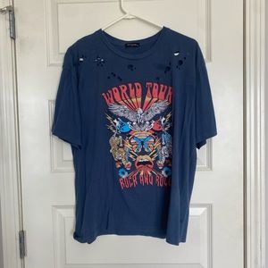 distressed blue graphic tee